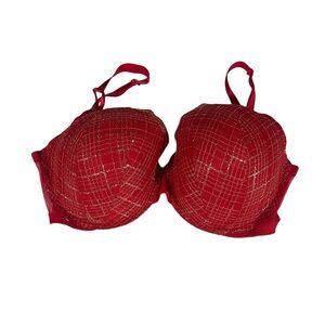 Victoria's Secret Lined Demi Push Up Red Bra with Gold Detailing 38DDD